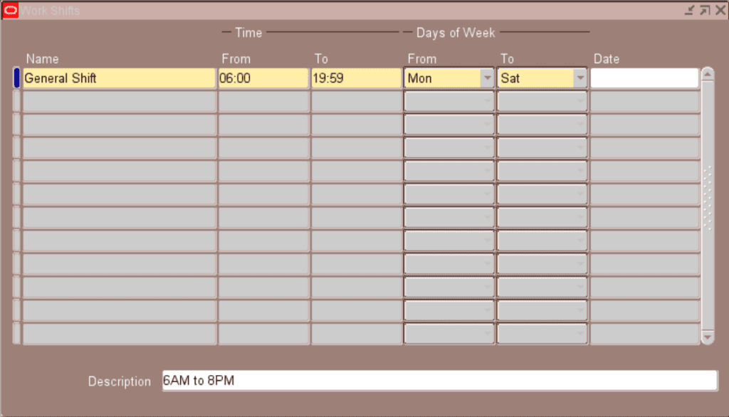 Define Workshift in Concurrent Manager in Oracle EBS R12