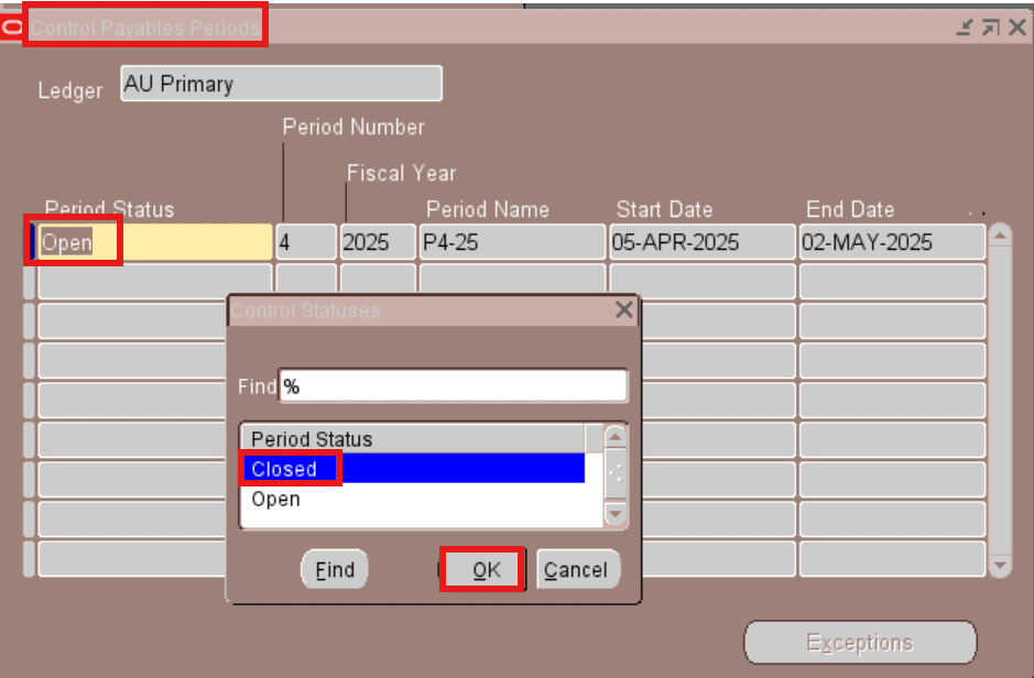 Payables(AP) Period Close status in Oracle Apps R12