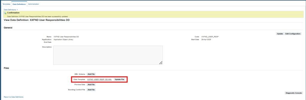 Create data definition BI Publisher Report