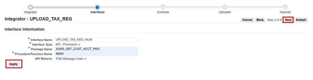create integrator interface information oracle webadi
