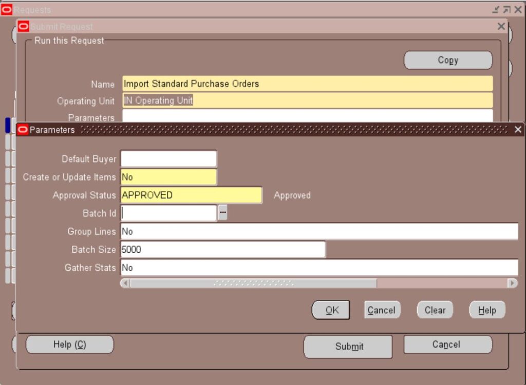 Running the Import Standard Purchase Orders Program