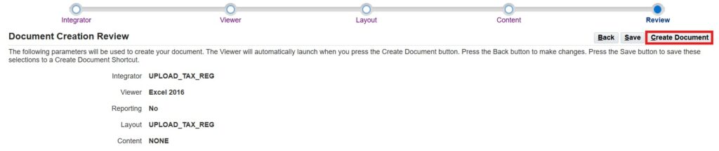 review and create document oracle web adi