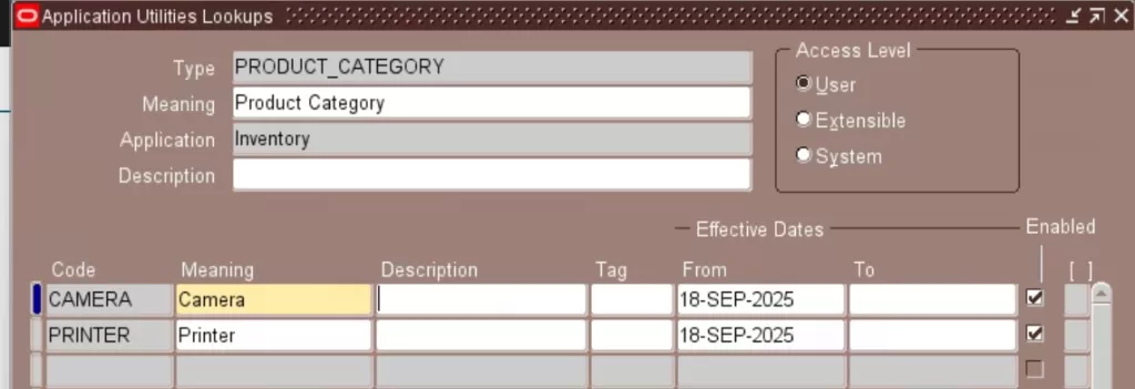 Create Lookup Code in Oracle Apps