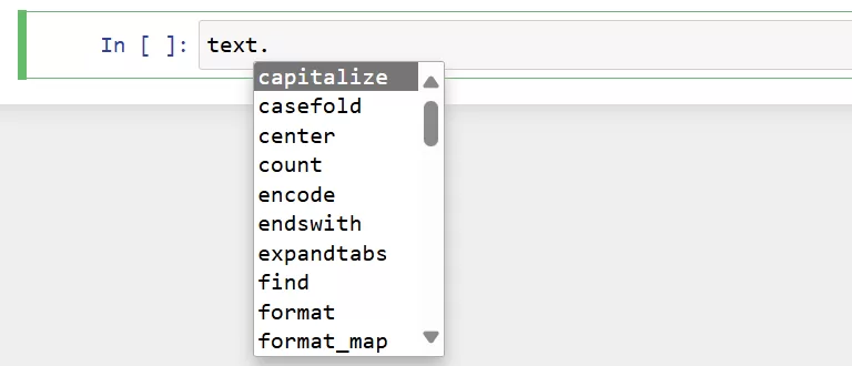 string function python.  write the string then "." and pres "Tab" to know all the function from Jupyter notebook